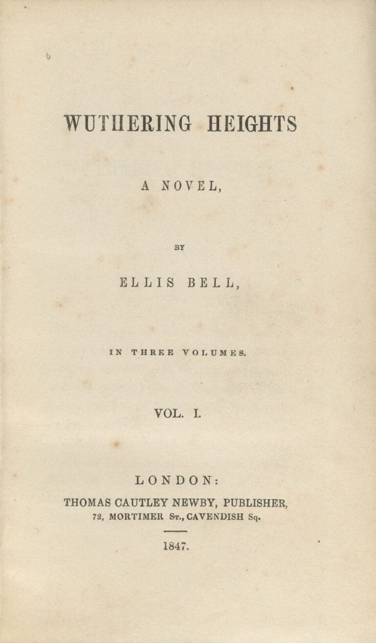 Page liminaire de la version anglaise de LEs Hauts de Hurlevent, Wuthering Heights, d'Emily Brontë