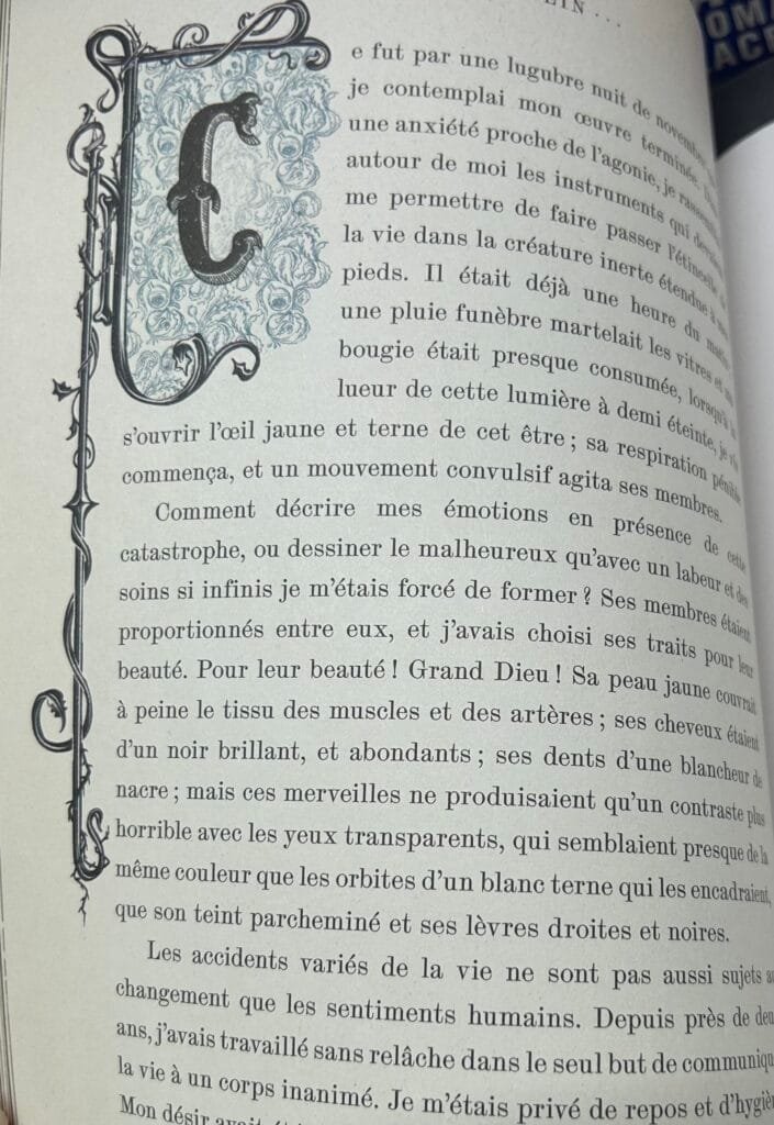 Extrait de l'édition de Frankenstein chez Flammarion, 2025