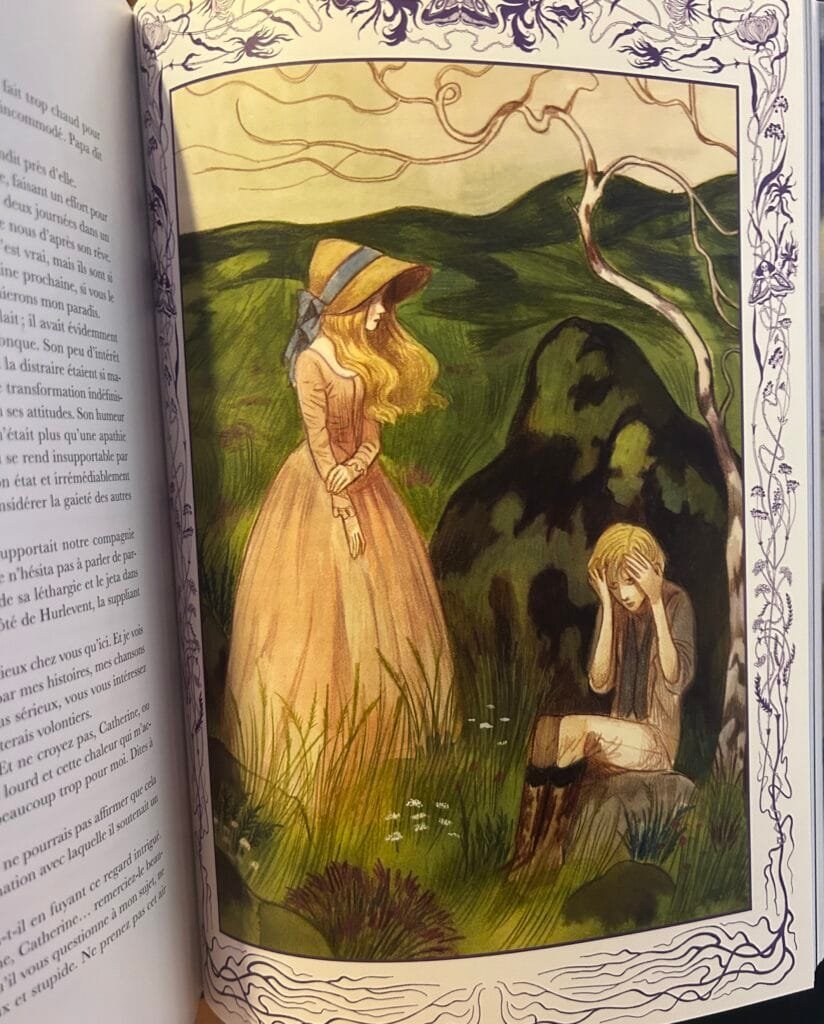 llustration Isabella Mazzanti dans Les Hauts de Hurlement, Emily Brontë, éditions Papillon Noir Gallimard, 2025. Lecture complémentaire en addition du film Hurlevent